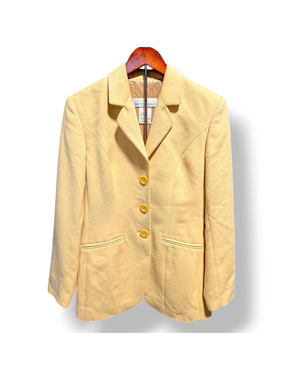 Vintage Saks Fifth Avenue Angora Wool Blazer Women’s 8 Made Germany Yellow